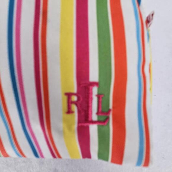 Ralph Lauren Small Make Up Bag Rainbow Stripes Zip Closure Vinyl 6 In x 7 In - Picture 2 of 5